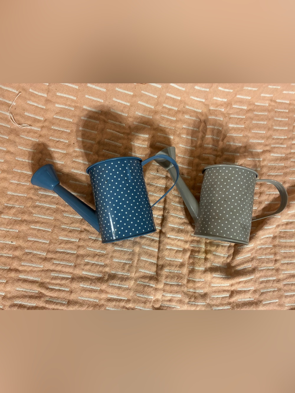 Polka Dot Metal Watering Can - Blue and Gray